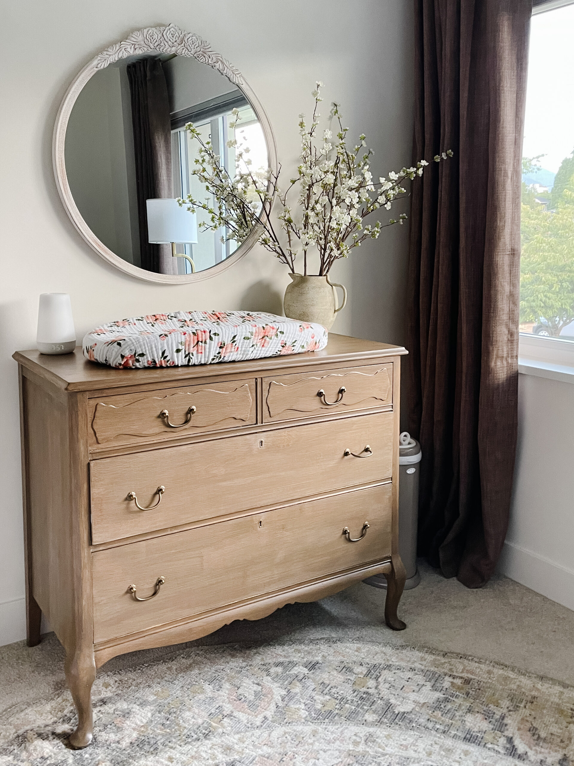 A dresser that has been refinished to look like wood again! Stained a beautiful colour.