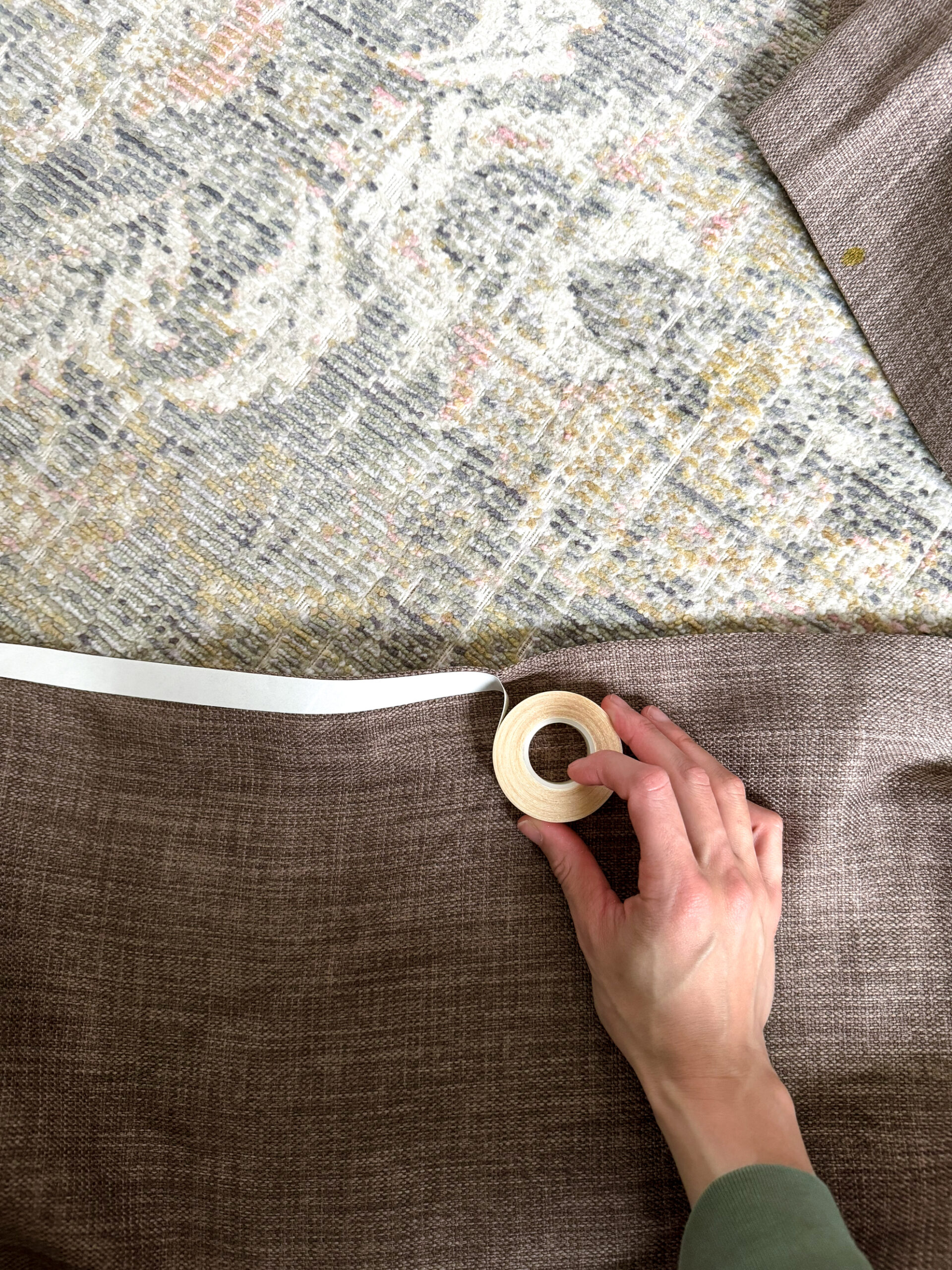 taping curtains together with fabric tape