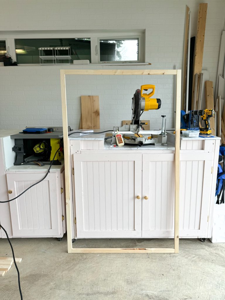 making a DIY frame to stabilize a rug making it into a piece of art